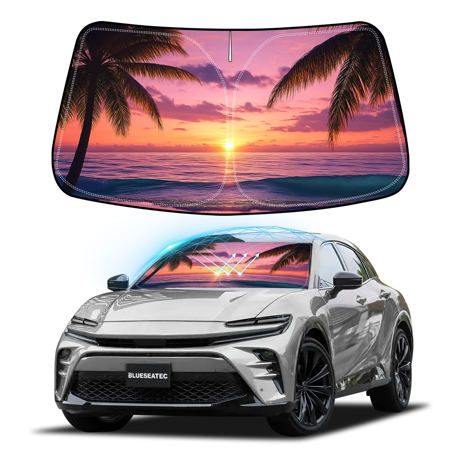 

BLUESEATEC Toyota Crown Sport Crown Estate Crown Sedan 30-й серии Совместимый Солнцезащитный экран на лобовое стекло Защита от УФ-лучей Не требуются присоски Сон в розовый