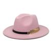 Fedora Men'S Fedora Neutral Wide Brim Jazz Hat Feather Belt Autumn And Winter British Vintage Panama Hat