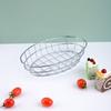 1pc Oval Stainless Steel Wire Basket Desktop Organizer for Fruit Cosmetics & Snacks
