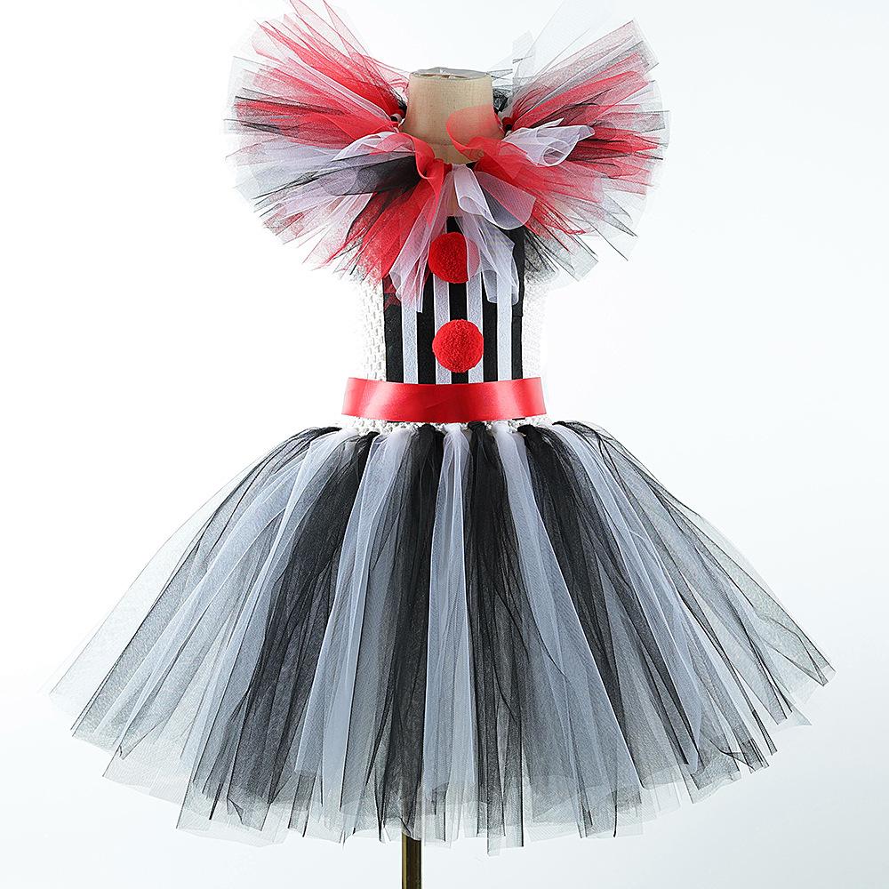 Clown Costumes Girls Halloween Tutu Dress Outfit Kids Christmas Party