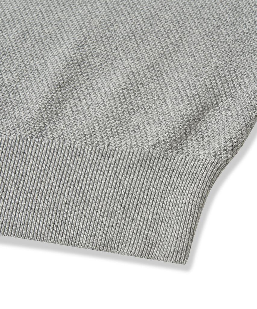 CUZNELLO Cool Cotton Collared Short Sleeve Knit_Gray