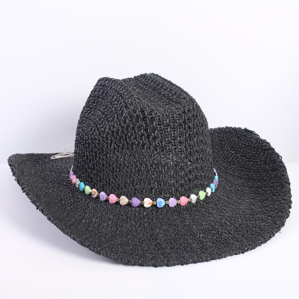 Popolare Cappello di Paglia Classico Western da Cowboy Estivo Vuoto con Ampia Tesa Cappello da Sole Cappello di Paglia Intrecciato a Mano