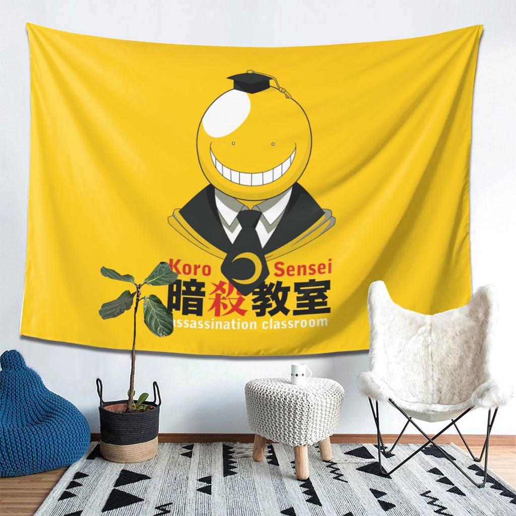 Assassination Classroom Octopus Koro Sensei Tapestry Wall Hanging Aesthetic Home Decor Tapestries for Living Room Bedroom