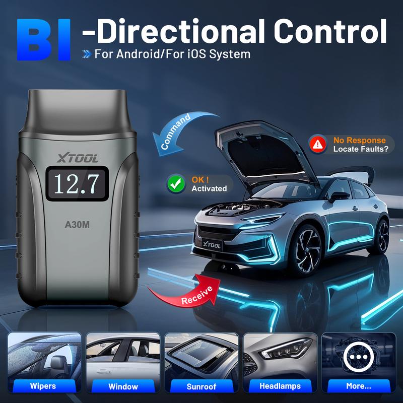 XTOOL A30M V2.0 ערכה כלי אבחון מערכת מלאה סורק OBD2 דו-כיווני סריקה אוטומטית עם 26+ איפוסים FCA CAN עדכון חינם לכל החיים