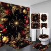 4Pcs Shower Curtain Set with Non-Slip Bath Mat, Toilet Lid Cover, Contour Rug & 12 Hooks, Bathroom Decor