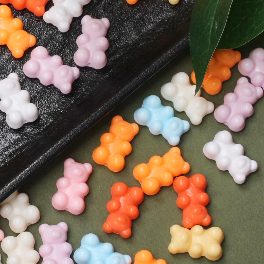 Solid Color Fashion Jewelry Accessories 25Pcs Loose Beads Bracelet Mobile Phone Chain Materials Making Earring DIY Bear 11*18mm