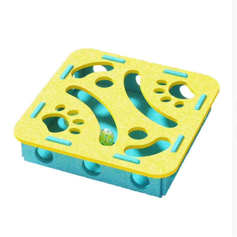 1 PCS Felt Cat Toy Maze Box Interactive Puzzle Game With 2 Balls For Indoor Cats Hunting Exercise Self Play Scratch Resistant