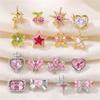 New Fashion Pink Heart Butterfly Starfish Bow 3D Crystal Charm Beads Accessories DIY Making Ring Necklace Bracelet Shiny Jewelry
