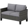 Two-Seater Rattan Outdoor Sofa - Dark Grey