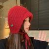 New Little Red Riding Hood Fashionable Solid Color Foreign Style Knitted Hat Versatile Warm Ear Protection Cold Resistant Woolen Hat for Women