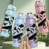 1 PZ Silhouette di Gruppo di Balene Oceaniche 750ml Bottiglia d'Acqua Sportiva in Plastica Colorata Tappo Flip a Cannuccia Anti-perdita Adatta per Sport Ufficio Uso Domestico