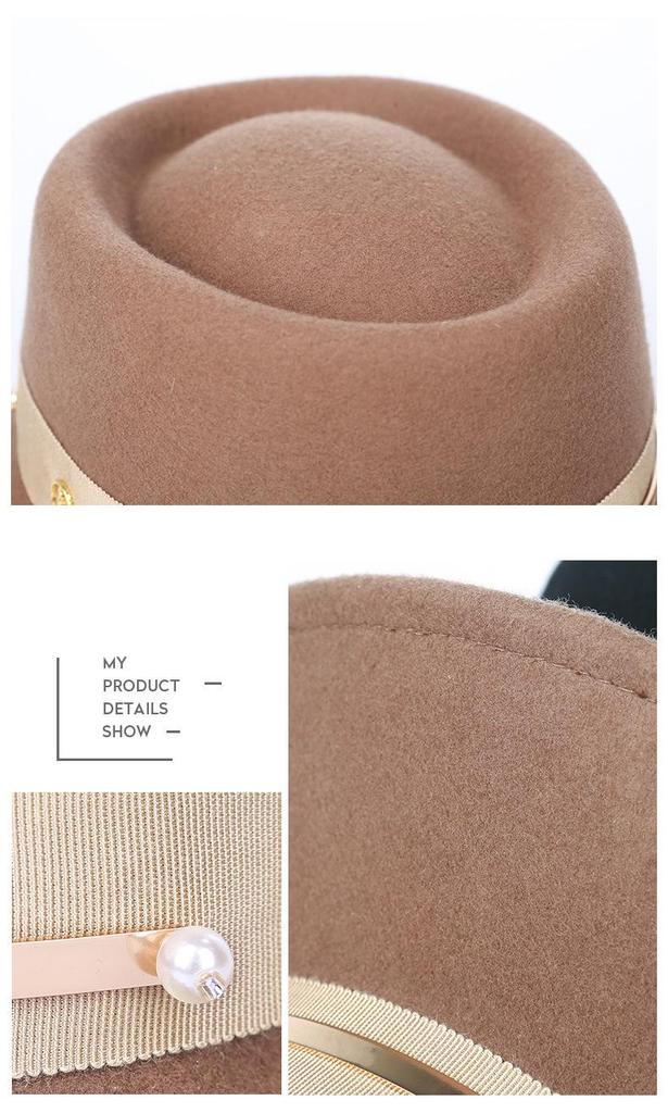 2025 Women's Elegant Autumn/Winter Wool Felt Top Hat - Stylish, Warm Travel & Shopping Bucket Hat