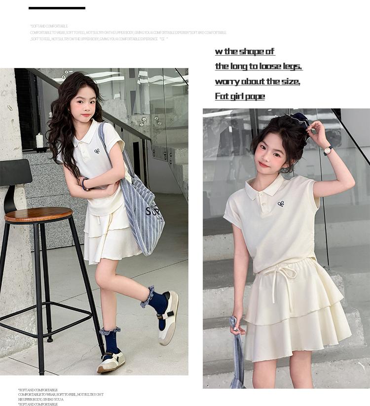 Girls' Set 2026 New Style Children's Fashionable Summer Thin Style Western Style Sleeveless T-shirt for Girls' Summer Clothes