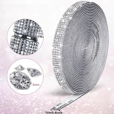 Samolepicí kamínkové stuhy, Stříbrné kamínkové proužky, Diamantové křišťálové kamínkové stuhové role Samolepky Třpytivá Bling stuha