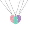 3pcs Heart Puzzle Friendship Necklace Set Symbolizing Portable Bonding for Trendy Women and Fashion Enthusiasts