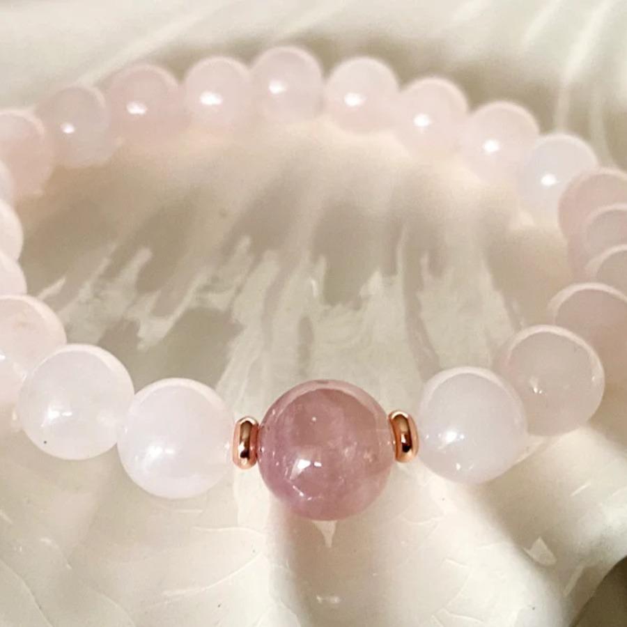 Natural Rose & Strawberry Quartz Pink Fashion Bracelet