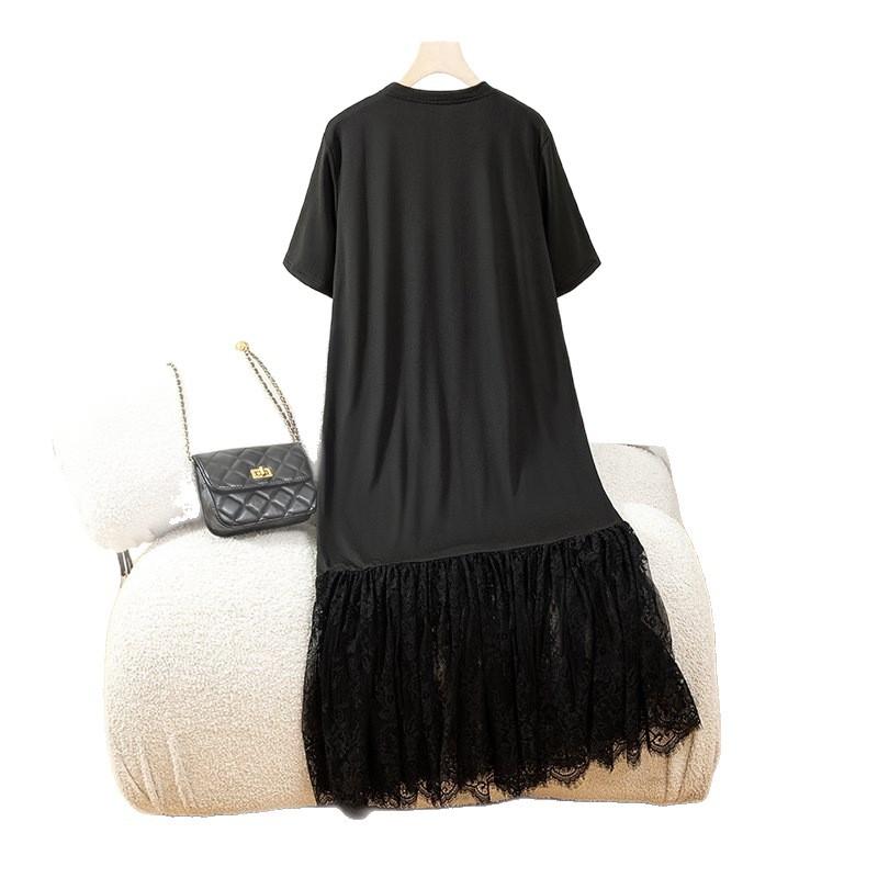 Freizeitkleid Damen Sommer Neuer Stil Langes Kleid Locker Große Größe T-Shirt Rock