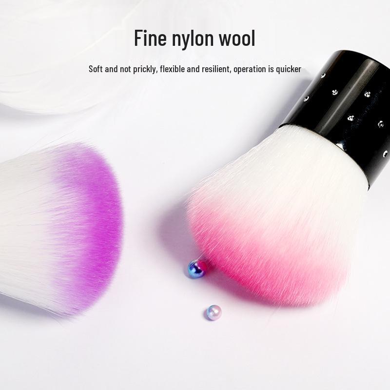 Brosse à poussière pour ongles à manche long et poils doux pour polissage et nettoyage