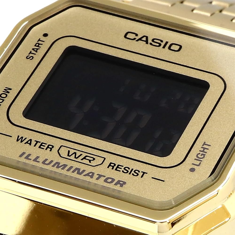 Casio Vintage Series LA680WGA-9B Women's Digital Watch Octagonal Face Gold Reverse LCD