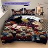 3pcs Anime Teddy Bear Popcorn Movie Night Bedding Set - Includes One Quilt Cover and Two Pillowcases (No Core) - Perfect for Bedroom and Gue