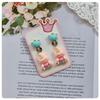 Children's Cartoon Colorful Crown & Animal Ear Clip Earrings