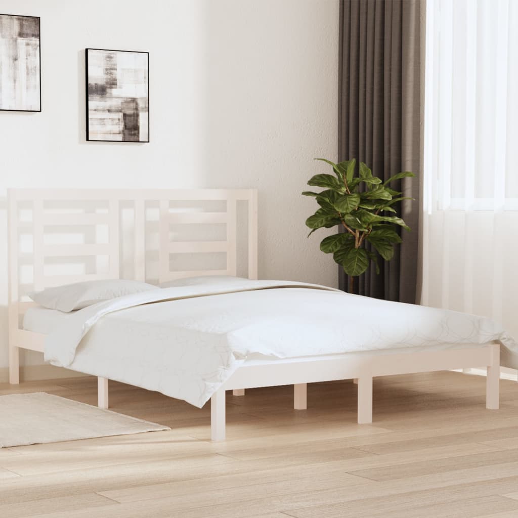 Vidaxl Rama Łóżka Bez Materaca, Biała, 160X200 Cm, Lite Drewno Sosnowe