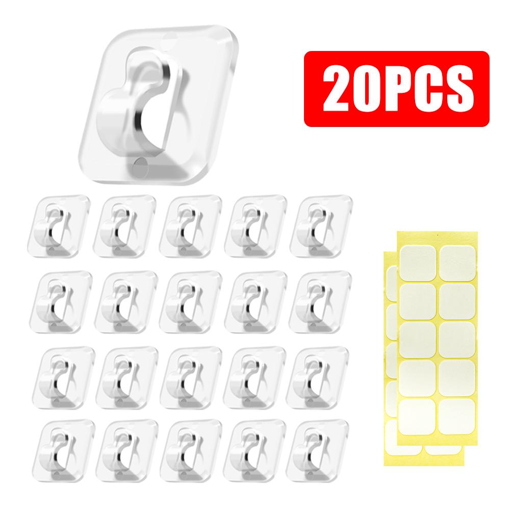 Self Adhesive Cable Fixing Hook, Wall Hooks for Hanging String Light,  Home Office Clear Cable Hooks Organizer, Sticky Hooks
