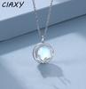CIAXY Silver Color Moonstone Pendant Necklaces for Women Temperament Deer Antlers Clavicle Chain Luxury Jewelry Collares