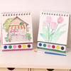 1 Set Desktop Ornament Coil Vertical Watercolor Painting Diy Watercolor Graffiti Book With Built-In Paint Coloring Picture Book