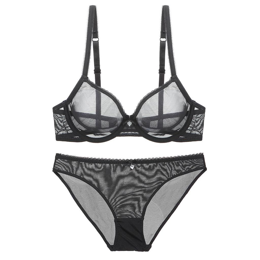 Plus Size European-American French Ultra-Thin Transparent Lingerie Set