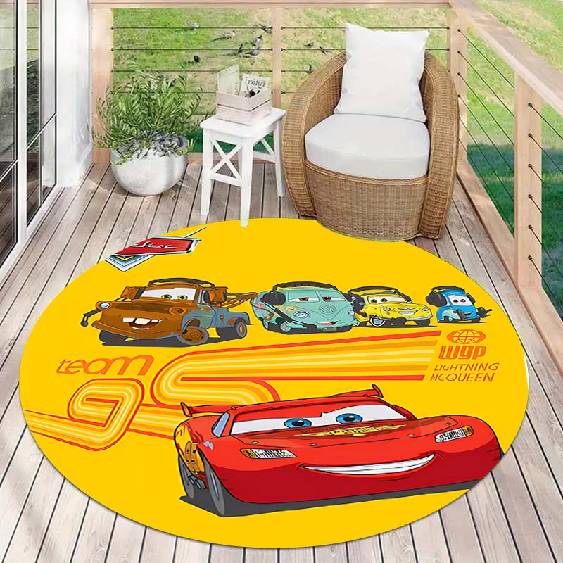 Tappeto Rotondo Tappeto Circolare Antiscivolo con Pattern di Saetta McQueen per Camera da Letto dei Bambini Stanza dei Giochi