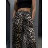 Women Leopard Print High Waist Wide Leg Loose Casual Floor Length Long Pants