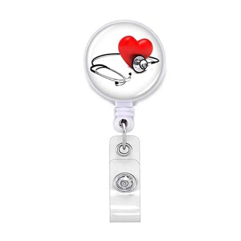 2026 Retractable Doctor Nurse Badge Reel Fashion Cartoon Cute Students ID Card Badge Holder Lanyard Id Badge Holder