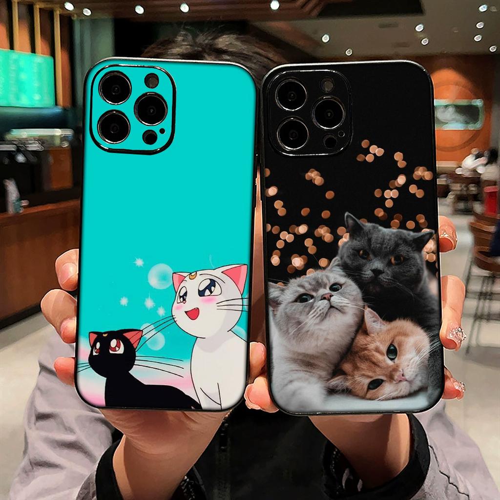 For Apple iPhone 16 15 14 Plus 13 12 Mini 17 Pro Max + 16E Air 16+ ProMax Phone Cover Case Cute Cat Meow