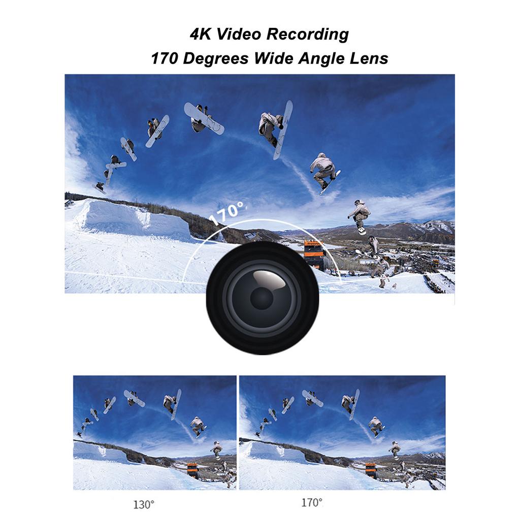 4K HD Sports Camera 30M Waterproof WiFi Action Camera Mobile APP Real Time Reception 170 Degree Wide Angle Lens Camera for Outdoor