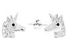 Silver Dog Paw Earrings with Cubic Zirconia Rhodium-Plated Studs for Girls