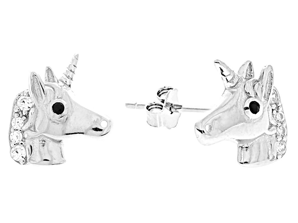 Silver Dog Paw Earrings with Cubic Zirconia Rhodium-Plated Studs for Girls