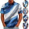 Casual Heren Korte Mouw Knopen Shirt Geïnspireerd op Nationale Teams Abstracte Inktvlek Print Zomer Vakantie Shirt met Klassieke Kraag