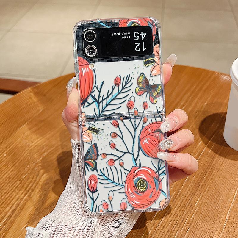 Luxury Daisies Rose Flower Case For Samsung Galaxy Z Flip 6 Hard PC Folding Cover For Samsung Z Flip 5 4 3 Flip5 Flip6 Flip4