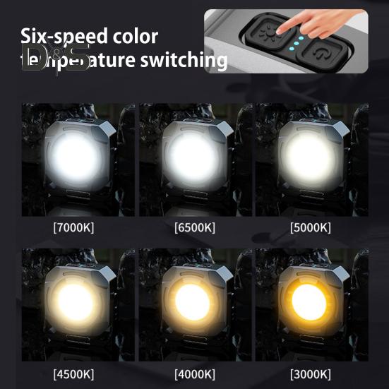 Mini Keychain Work Light Adjustable USB Rechargeable Waterproof Multi-function Portable Outdoor Camping Hiking Hanging Emergency Repair Lamp