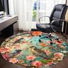 1PC Floral Birds Office Round Area Rug, Mat Suitable For Office, Under Office Chairs Bedroom Living Room Home Decor, Room Deco