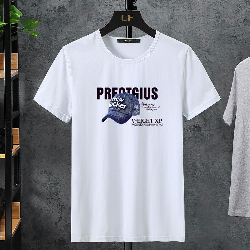 Мужская летняя эластичная мужская хлопковая футболка с короткими рукавами — фото 16