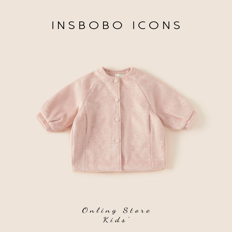 Insbobo Girls  Outwear 2025 Autumn and Winter New Versatile Quilted Woolen Coat Boys  Thickened Mid-Length Clothing Pink Quilted Thickened 100