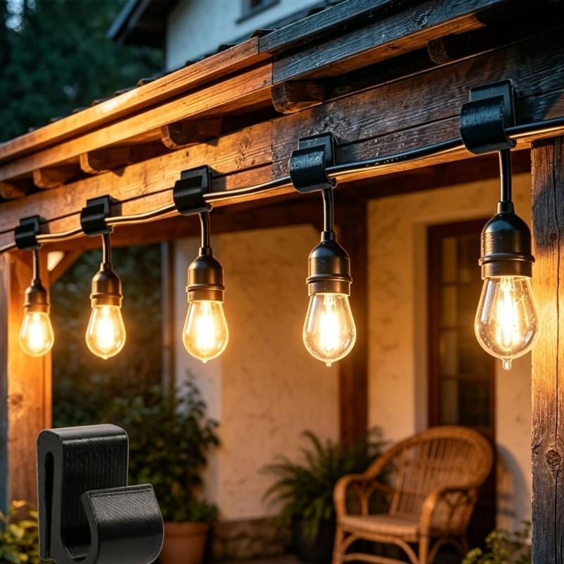 Außen-Lichterketten-Befestigungen, 35-teilige Kunststoff-Kabelhalter für die knotenlose Befestigung an Balkonen, Terrassen, Zäunen und Dachvorsprüngen