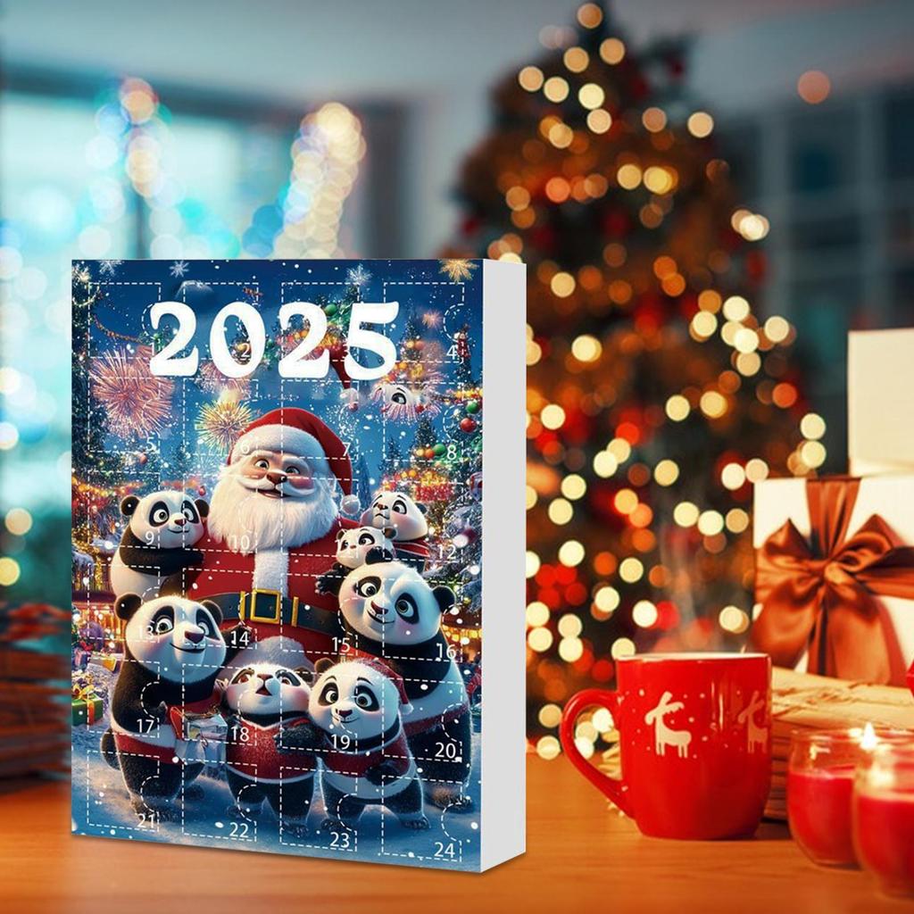 Christmas Panda Advent Calendar Cute Panda 2D Acrylic Pendant 24 Days Cute Panda Ornaments Car Pendant Christmas Party Gift