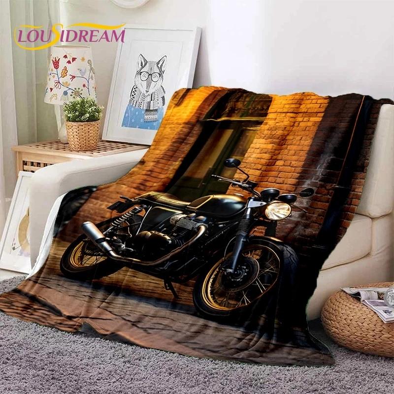 Motocross Modern Retro Motorcycle Soft Flannel Blanket for Bed Bedroom Sofa Picnic,Throw Blanket for Cover Outdoors Leisure Gift