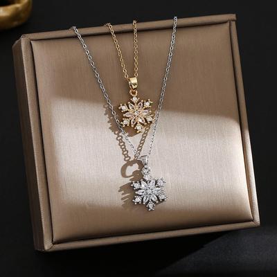 Koreanische Schneeflocken-Titan-Halskette - Süßer, frischer Schlüsselbein-Schmuck für Frauen