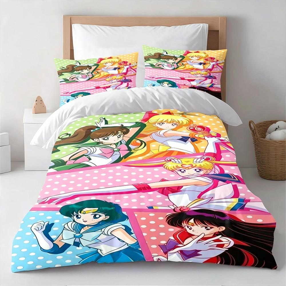 Sailor Moon Bedding Set Anime Duvet Cover Polyester Soft Comforter Cover Twin Full Queen King