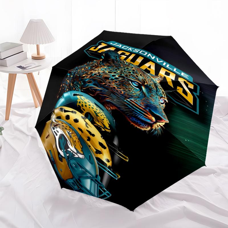 Printed Jacksonville Jaguars logo Folding Umbrella,Outdoor,Leisure,And Travel Umbrella,Durable Umbrella Fabric,Birthday And Holiday Gift