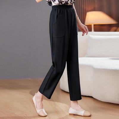 Pastel Mid-Age Women's Loose Fit Elastic Waist Casual Pants